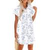 Zeagoo Summer Dresses for Women 2026 Cotton Button Down Short Sleeve Tshirt Dresses Casual Mini Beach Dress(Blue White Floral)