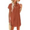 Zeagoo Summer Dresses for Women 2026 Cotton Button Down Short Sleeve Tshirt Dresses Casual Mini Beach Dress(Brick Red)