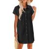 Zeagoo Summer Dresses for Women 2026 Cotton Button Down Short Sleeve Tshirt Dresses Casual Mini Beach Dress(Classic Black)