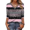 Zeagoo Womens Blouse Casual 3/4 Length Sleeve V Neck Basic T-Shirts Spring Summer Cute Tunic Tops Business Work Tees(Pink Stripe-tz245)