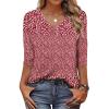 Zeagoo Womens Blouse Casual 3/4 Length Sleeve V Neck Basic T-Shirts Spring Summer Cute Tunic Tops Business Work Tees(Point Red-xh518)