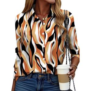 ZEAGOO Button Down Shirt for Women Long Sleeve Blouses Floral Printed Tops Business Casual Work Outfits S-XXL(Multicolor 123)