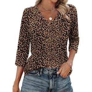 Zeagoo 3/4 Length Sleeve Womens Tops Casual V Neck Shirts Soft Basic Tees Business Work Blouses(An136)