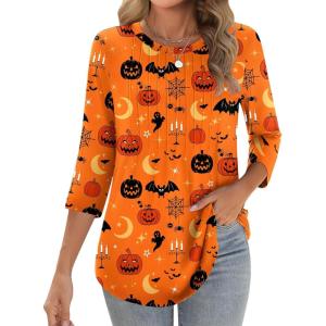 Zeagoo 3/4 Length Sleeve Womens Tops Crew Neck Loose Fit Shirts Pleated Cute Clothes Dressy Casual 2026 Summer Tunics(Ws85)