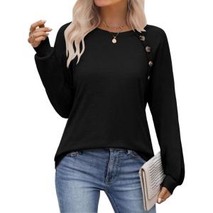 Zeagoo Womens Long Sleeve Tshirts Casual Tunic Tops Work Fashion Cute Sweaters Fall Outfits 2026 Dressy Blouse(Black)