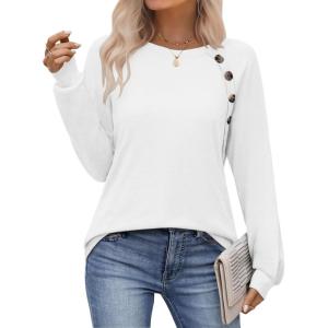 Zeagoo Womens Long Sleeve Tshirts Casual Tunic Tops Work Fashion Cute Sweaters Fall Outfits 2026 Dressy Blouse(White)