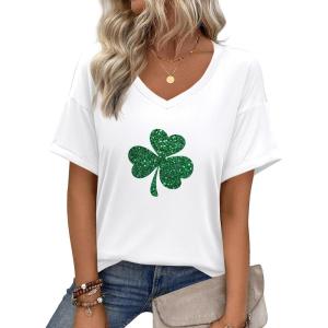Zeagoo Womens Summer Tops Short Sleeve Casual Shirts Floral Tee Trendy 2026 Basics V Neck Plain Tshirt(Sp139)