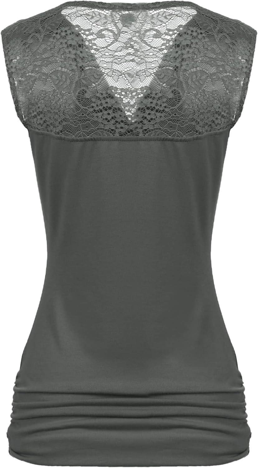 imageZeagoo Tank Top for Women Trendy Going Out Tops Sleeveless Shirts Ruched Business Casual Basic Tunic TopsGray