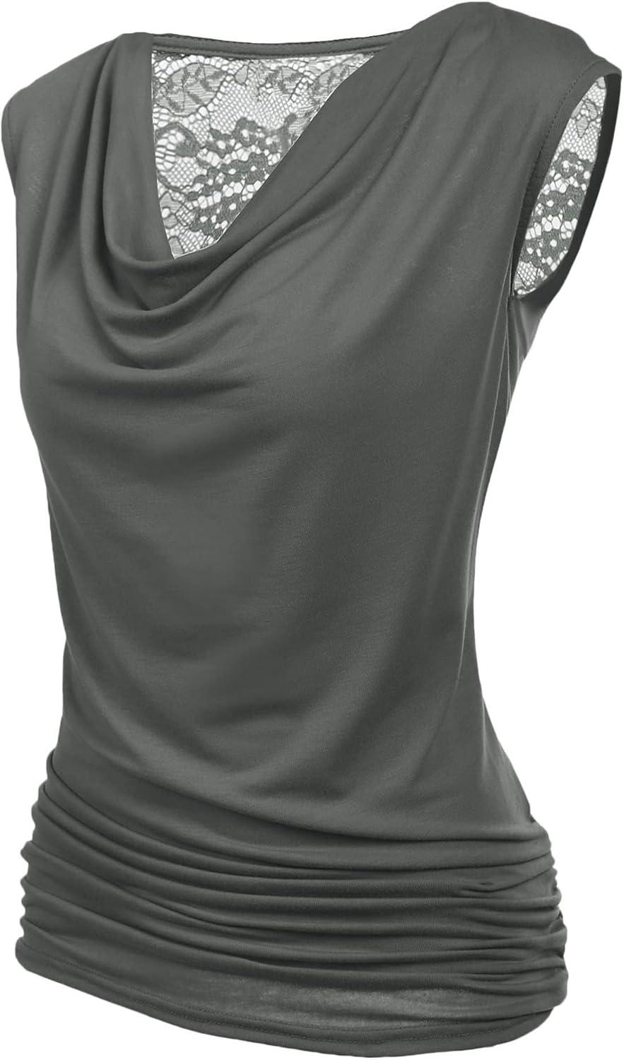 imageZeagoo Tank Top for Women Trendy Going Out Tops Sleeveless Shirts Ruched Business Casual Basic Tunic TopsGray