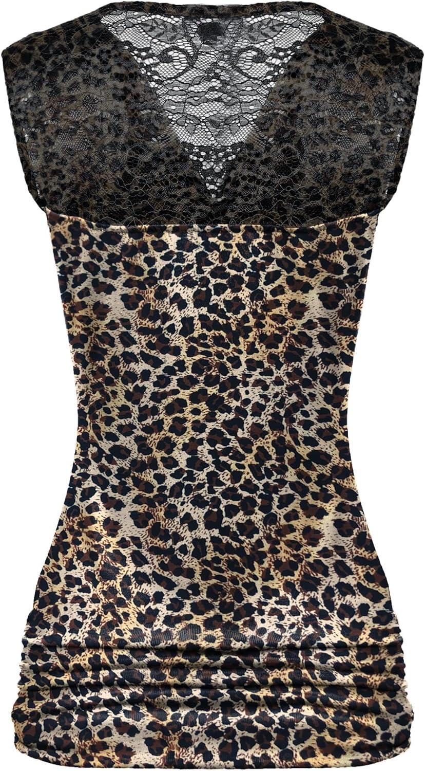 imageZeagoo Tank Top for Women Trendy Going Out Tops Sleeveless Shirts Ruched Business Casual Basic Tunic TopsLeopard Print