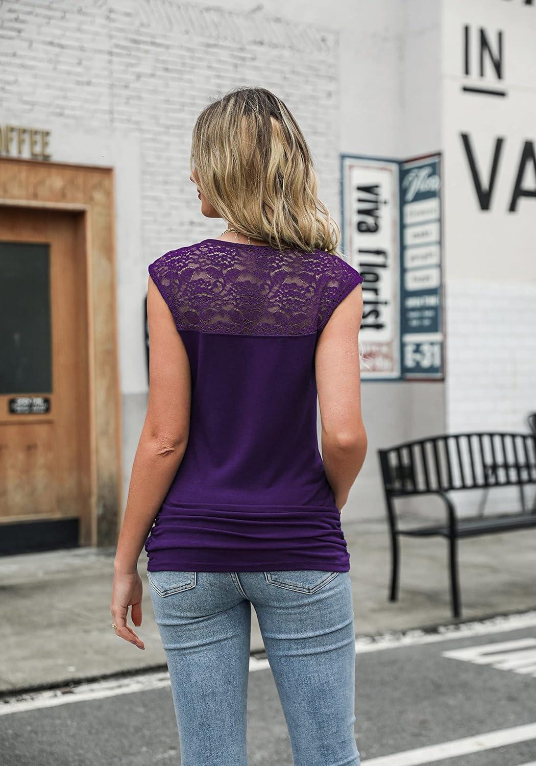 imageZeagoo Tank Top for Women Trendy Going Out Tops Sleeveless Shirts Ruched Business Casual Basic Tunic TopsPurple