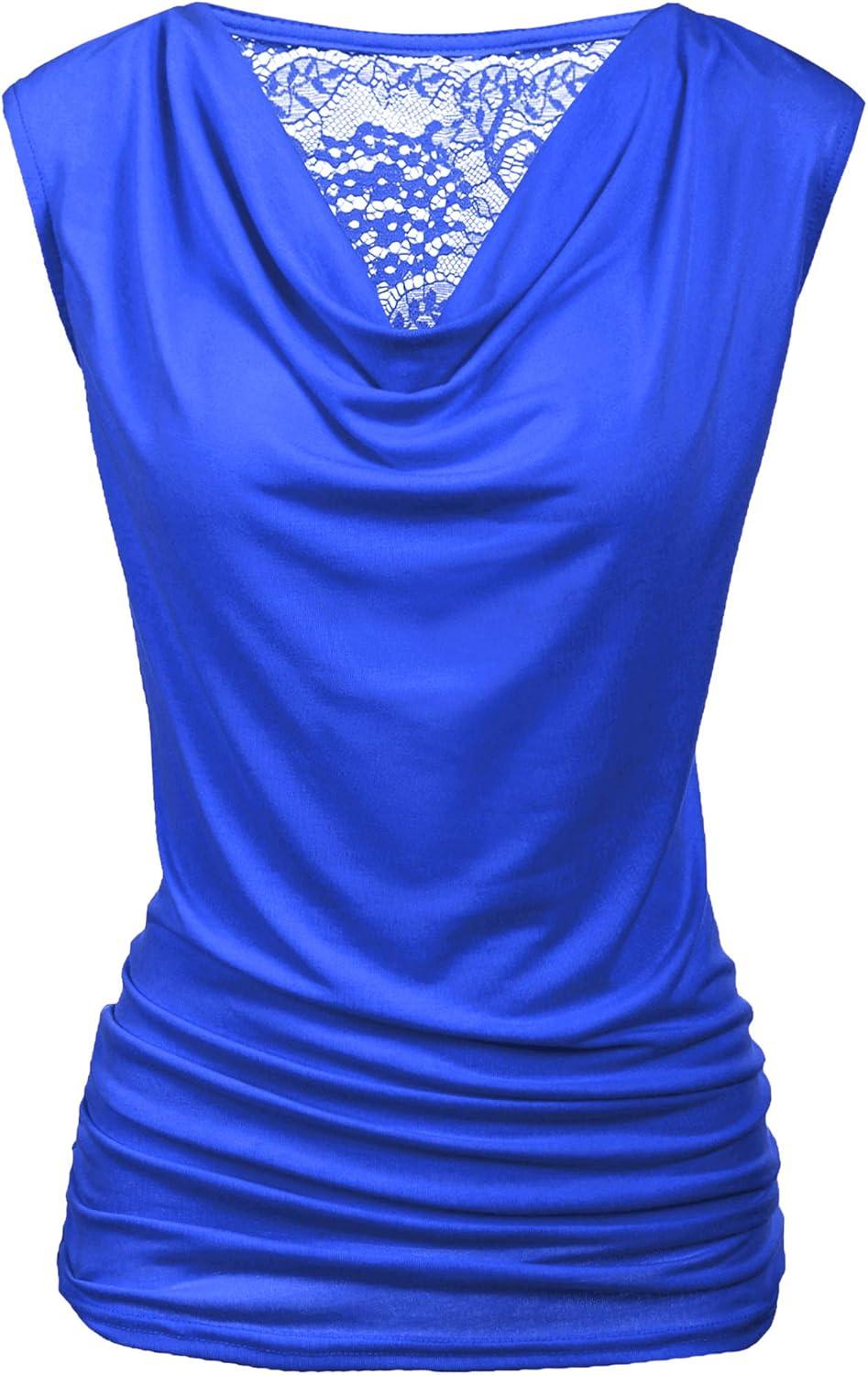 imageZeagoo Tank Top for Women Trendy Going Out Tops Sleeveless Shirts Ruched Business Casual Basic Tunic TopsRoyal Blue