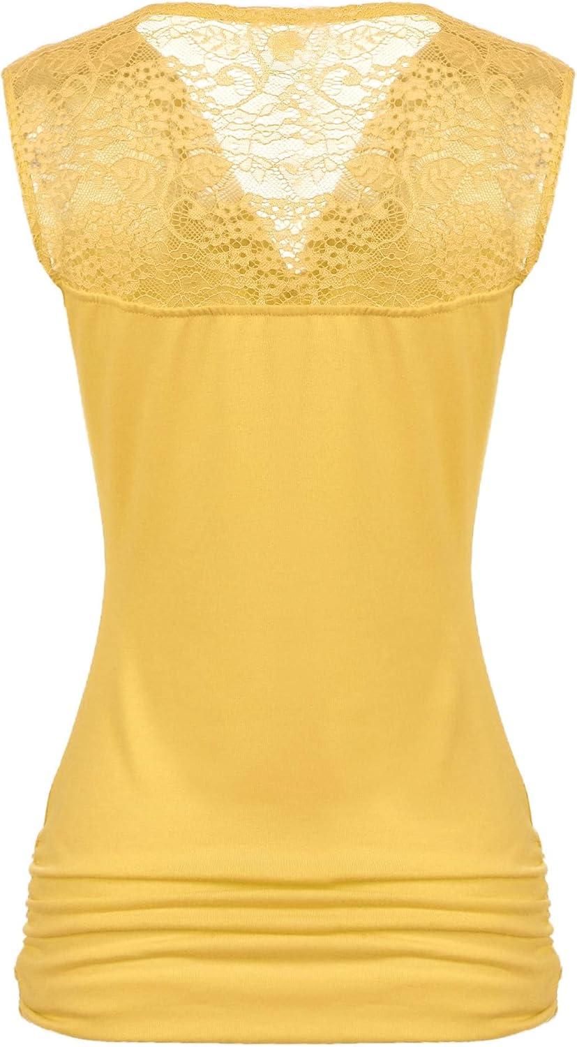 imageZeagoo Tank Top for Women Trendy Going Out Tops Sleeveless Shirts Ruched Business Casual Basic Tunic TopsYellow