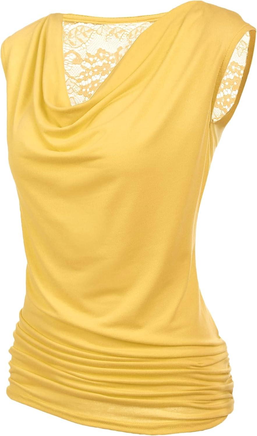 imageZeagoo Tank Top for Women Trendy Going Out Tops Sleeveless Shirts Ruched Business Casual Basic Tunic TopsYellow