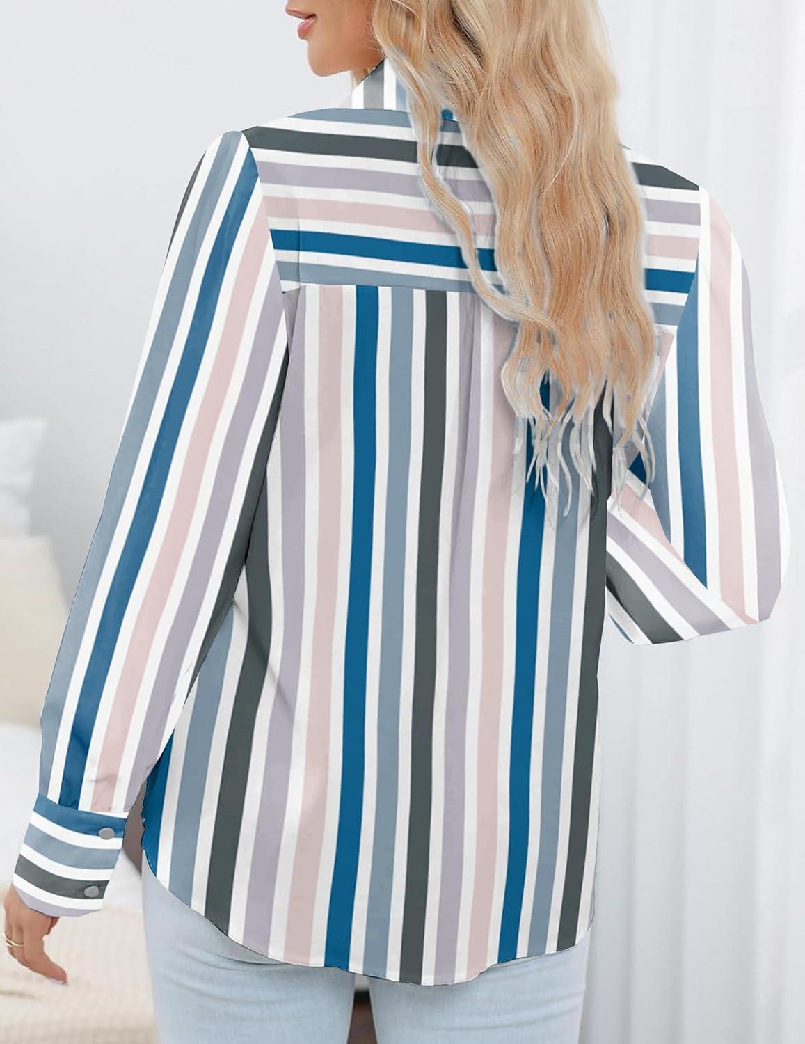 imageZeagoo Womens Button Down Shirts Lantern Long Sleeve Blouse Business Casual Work Tops Floral Printed OutfitsTw721