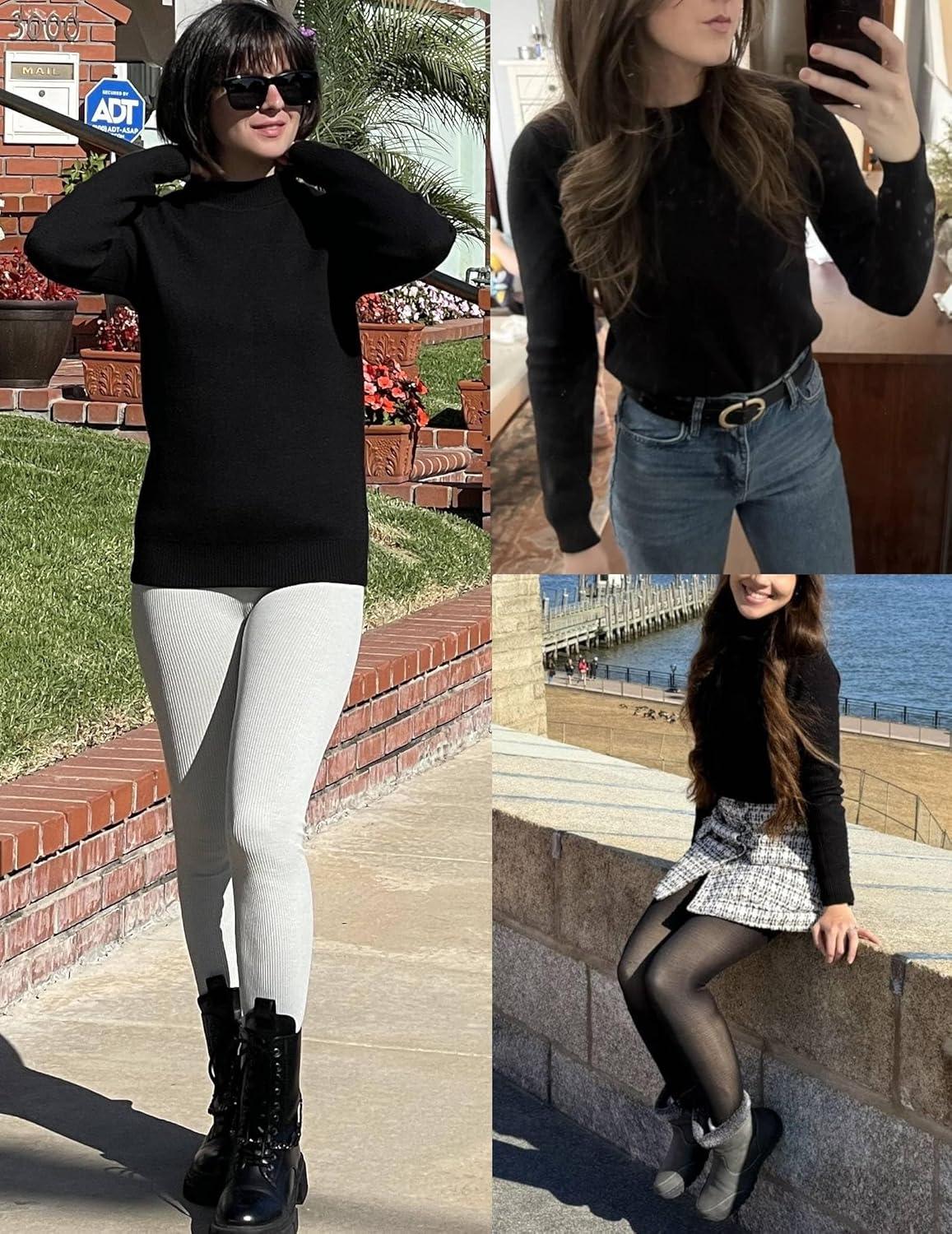 imageZeagoo Womens Fleece Sherpa Lined Sweater Mock Neck Long Sleeve Thermal Shirt 2026 Fall Winter Fuzzy Knit Jumper Tops SXXLBlack