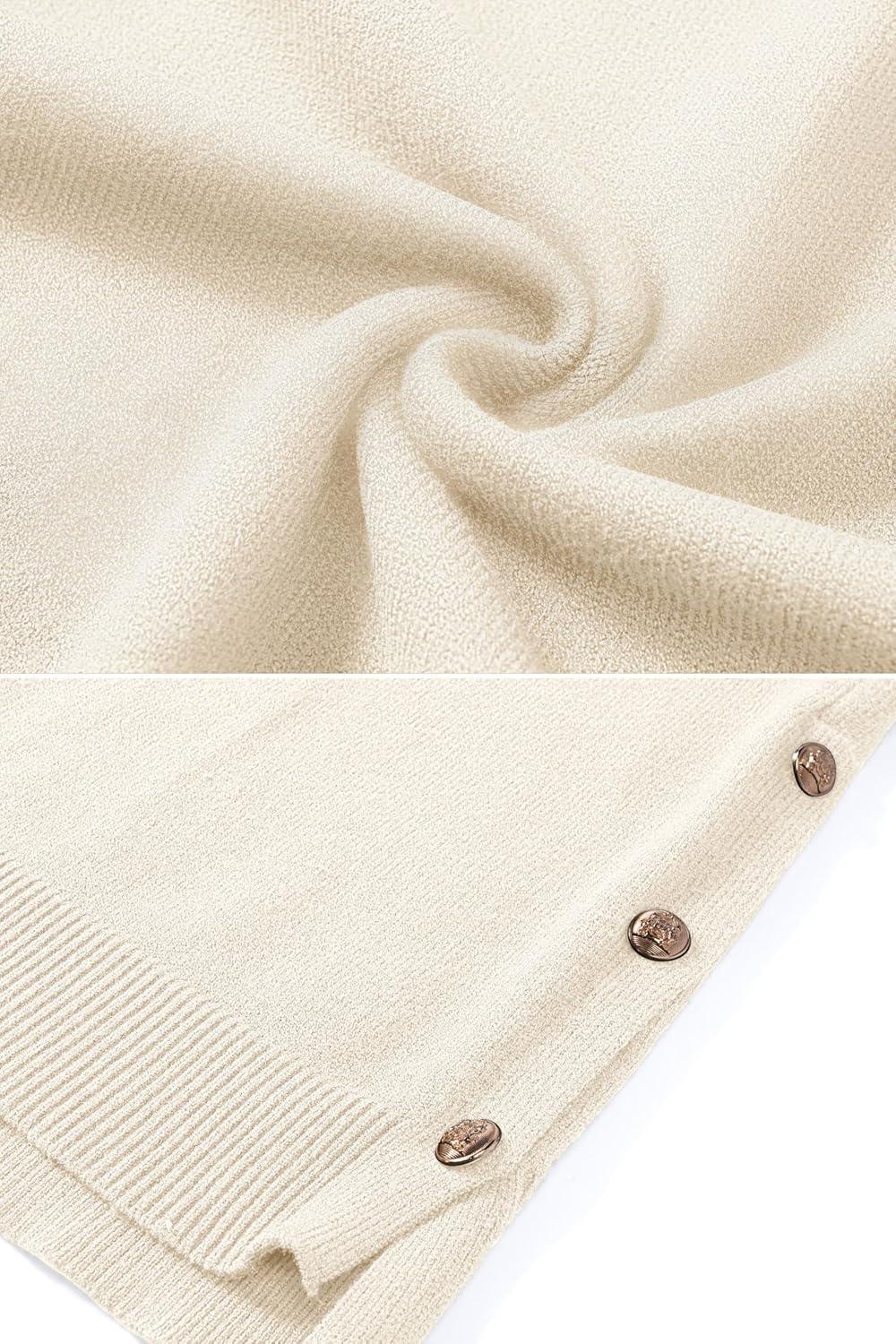 imageZeagoo Womens Sweaters Loose Knit Side Button 2025 Fall Fashion Trendy Casual Pullover Tops ClothesApricot
