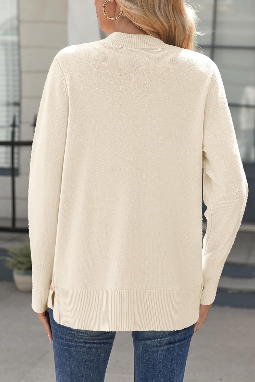 imageZeagoo Womens Sweaters Loose Knit Side Button 2025 Fall Fashion Trendy Casual Pullover Tops ClothesApricot