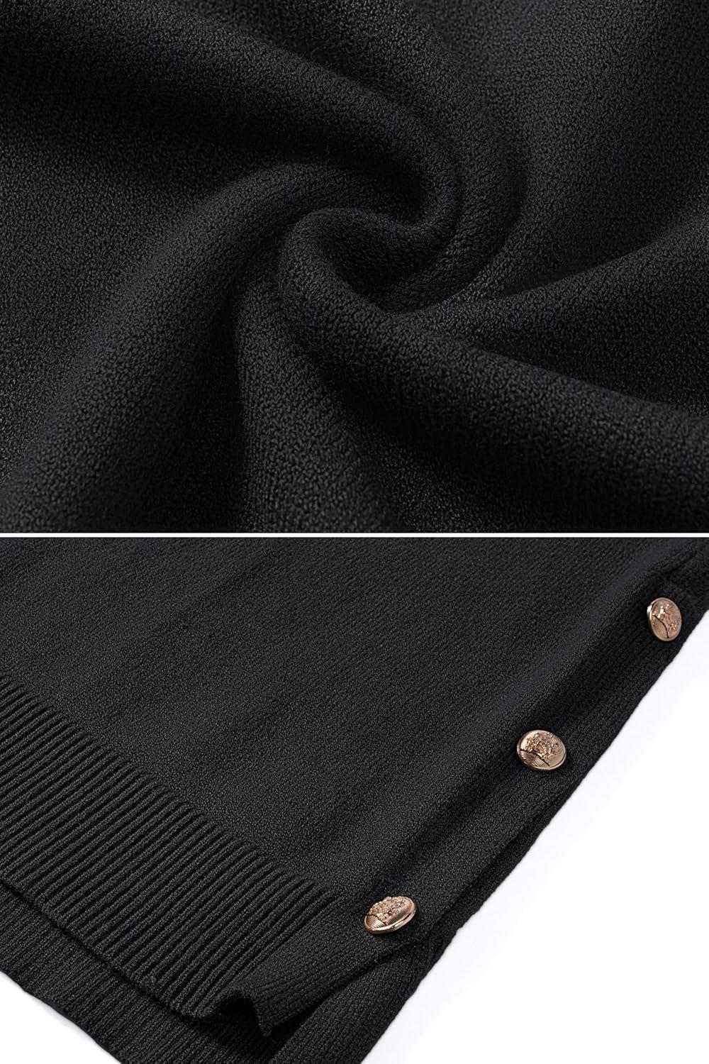imageZeagoo Womens Sweaters Loose Knit Side Button 2025 Fall Fashion Trendy Casual Pullover Tops ClothesBlack