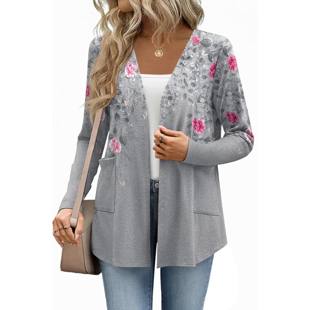 imageZeagoo Lightweight Cardigan for Women 2026 Long Sleeve Open Front Casual Cardigans with PocketsHf36