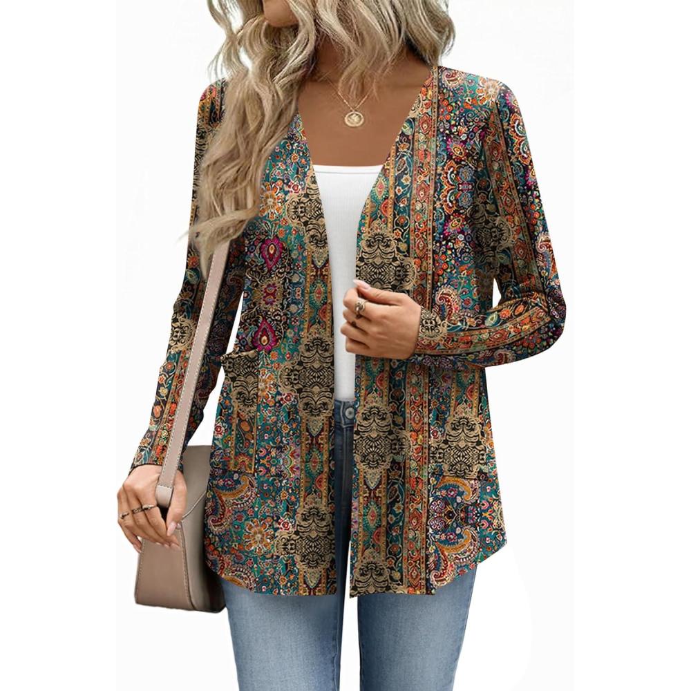 imageZeagoo Lightweight Cardigan for Women 2026 Long Sleeve Open Front Casual Cardigans with PocketsMz721