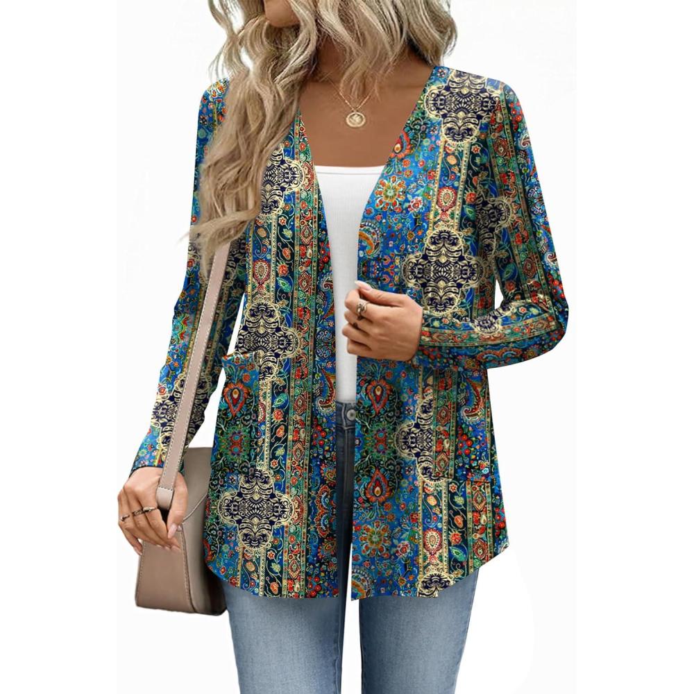 imageZeagoo Lightweight Cardigan for Women 2026 Long Sleeve Open Front Casual Cardigans with PocketsMz779