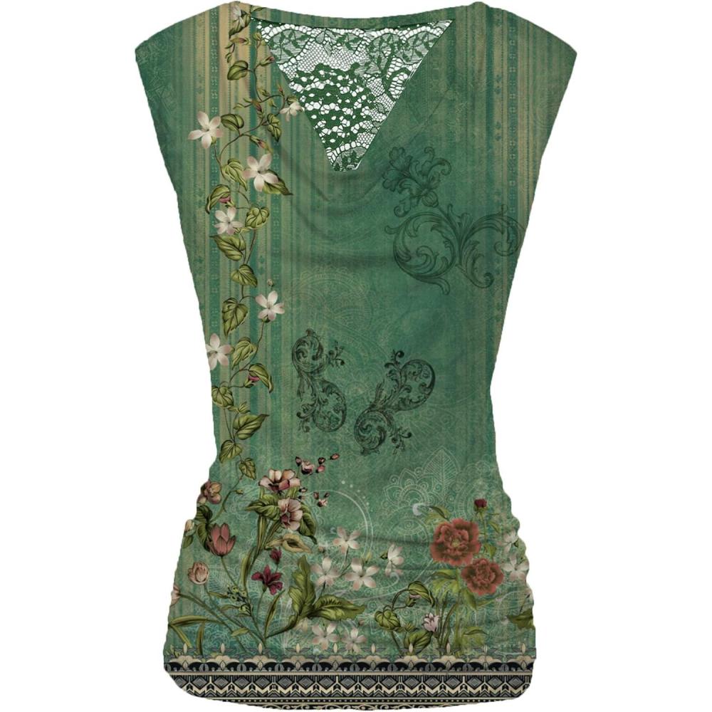 imageZeagoo Tank Top for Women Trendy Going Out Tops Sleeveless Shirts Ruched Business Casual Basic Tunic TopsArmy Green Floral