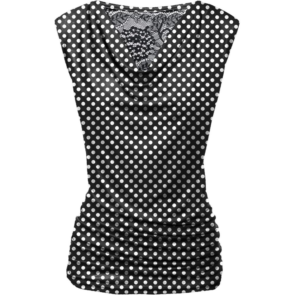 imageZeagoo Tank Top for Women Trendy Going Out Tops Sleeveless Shirts Ruched Business Casual Basic Tunic TopsBlack Polka Dot