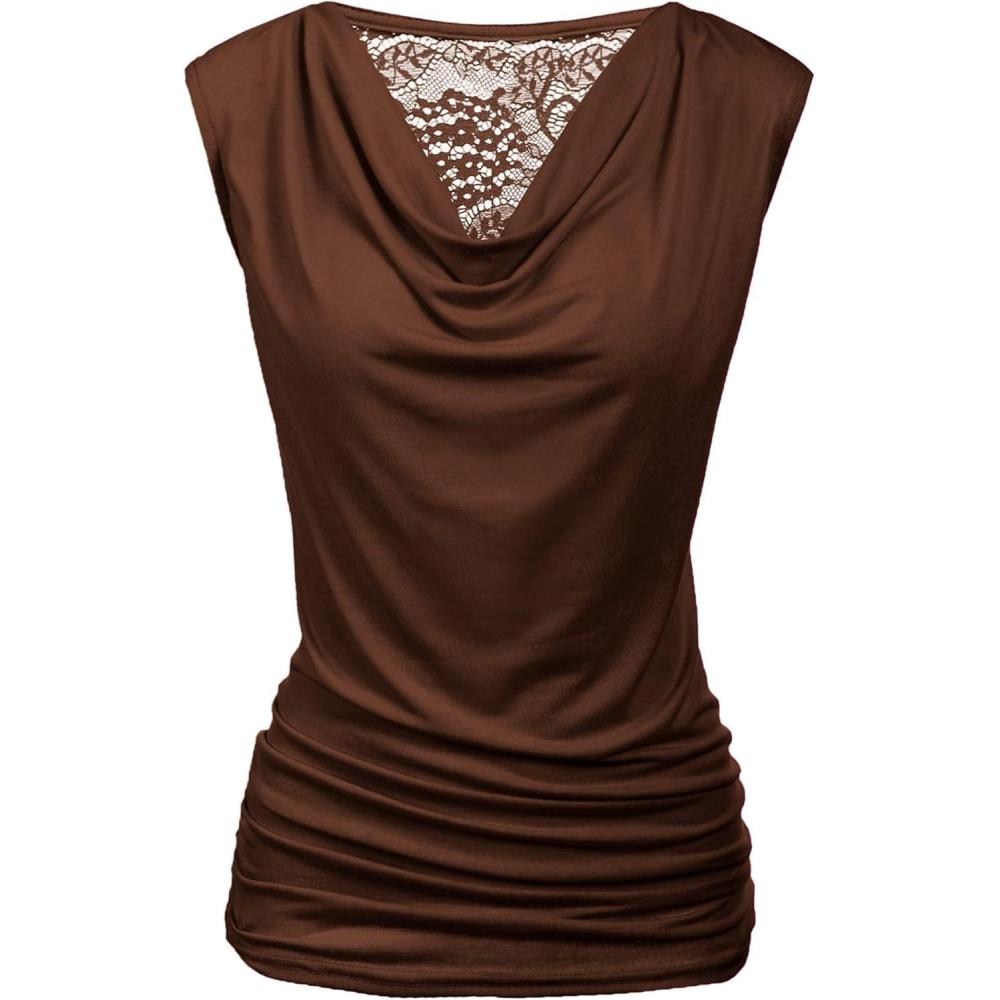 imageZeagoo Tank Top for Women Trendy Going Out Tops Sleeveless Shirts Ruched Business Casual Basic Tunic TopsBrown