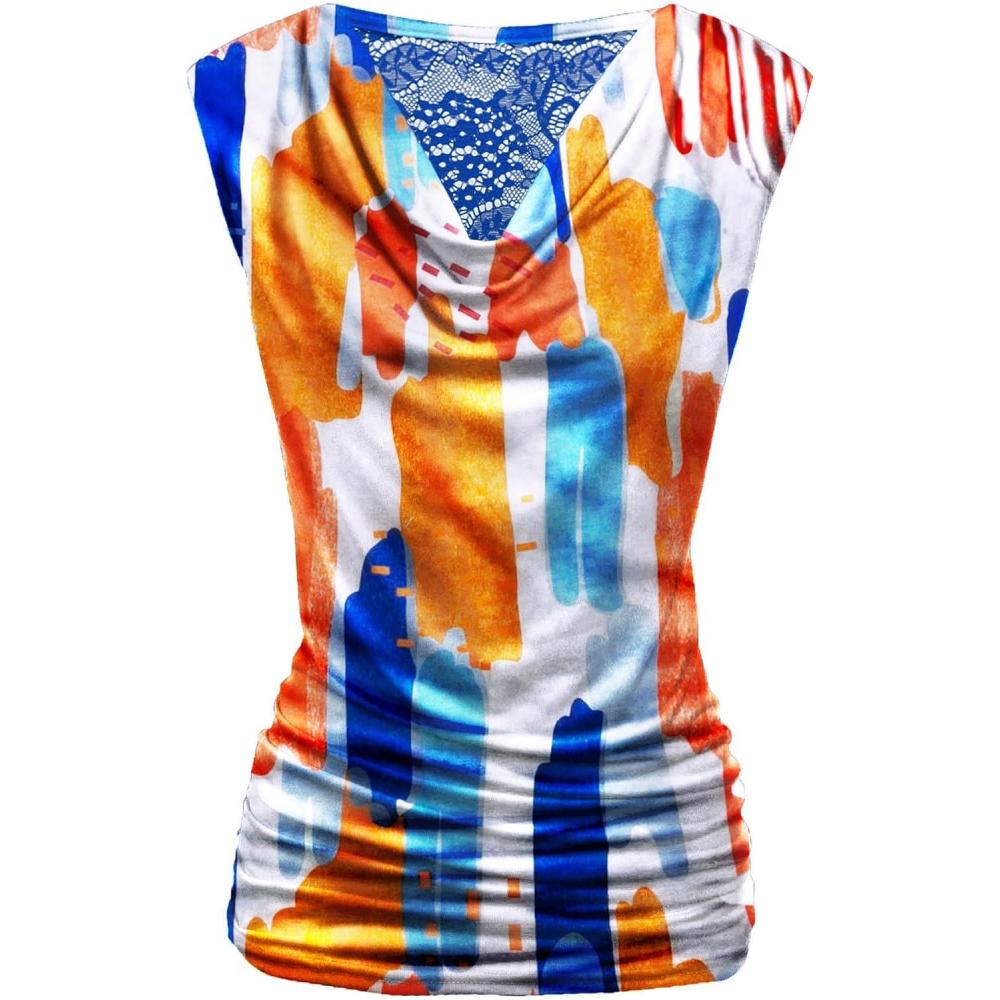 imageZeagoo Tank Top for Women Trendy Going Out Tops Sleeveless Shirts Ruched Business Casual Basic Tunic TopsColorful Colorblock
