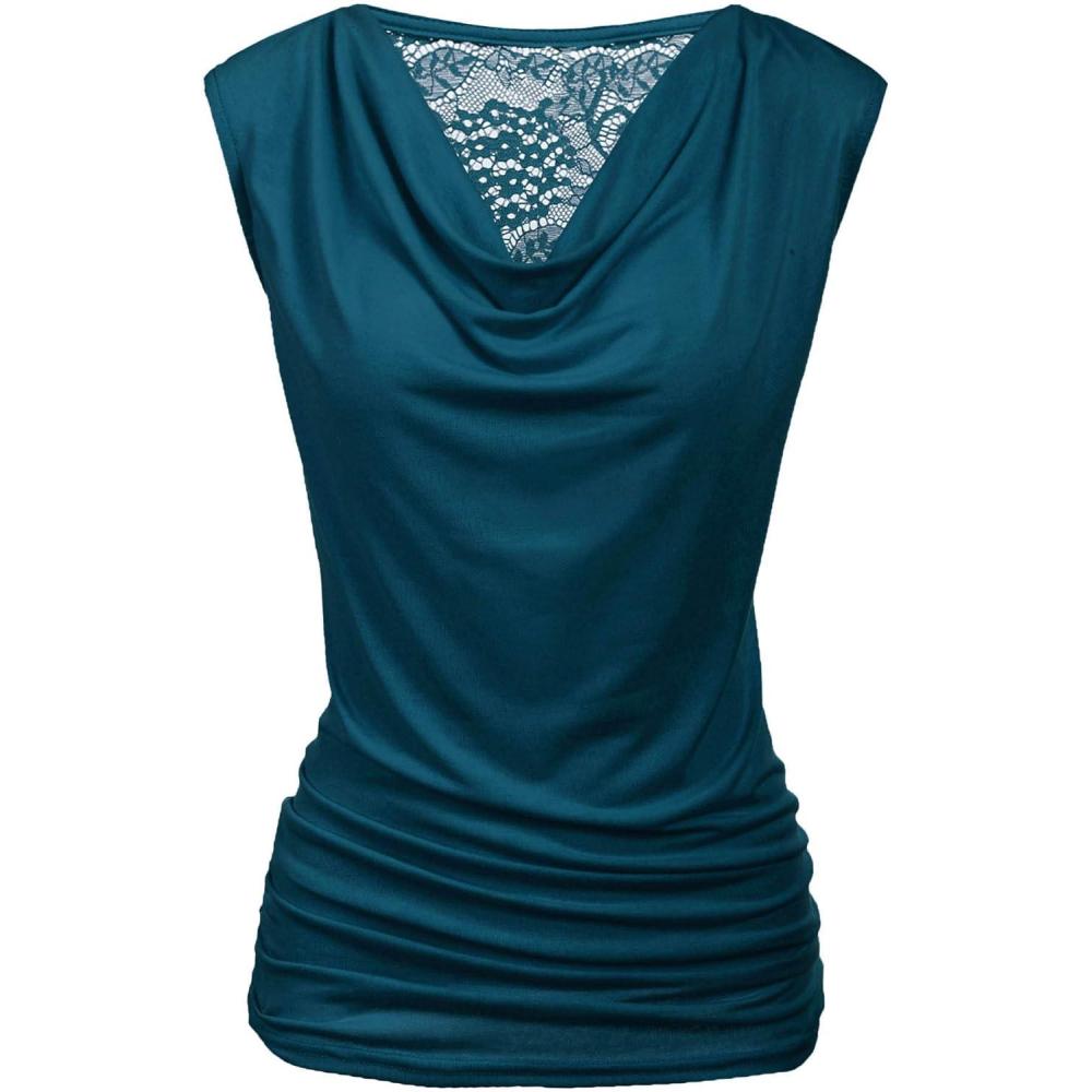 imageZeagoo Tank Top for Women Trendy Going Out Tops Sleeveless Shirts Ruched Business Casual Basic Tunic TopsDark Cyan