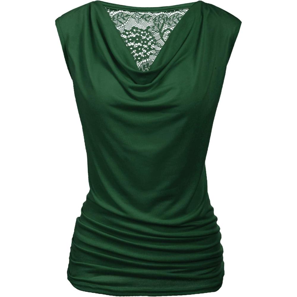 imageZeagoo Tank Top for Women Trendy Going Out Tops Sleeveless Shirts Ruched Business Casual Basic Tunic TopsDark Green
