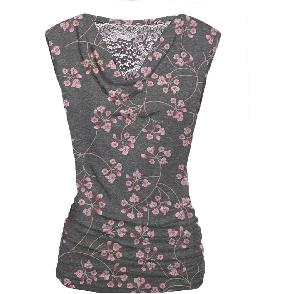 imageZeagoo Tank Top for Women Trendy Going Out Tops Sleeveless Shirts Ruched Business Casual Basic Tunic TopsFl Gypsophila Gray