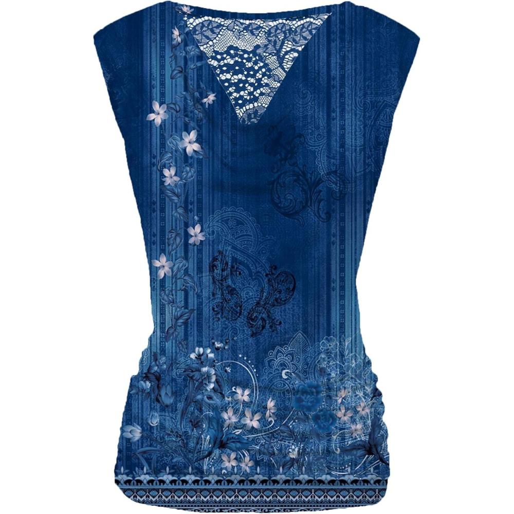 imageZeagoo Tank Top for Women Trendy Going Out Tops Sleeveless Shirts Ruched Business Casual Basic Tunic TopsFloral Blue