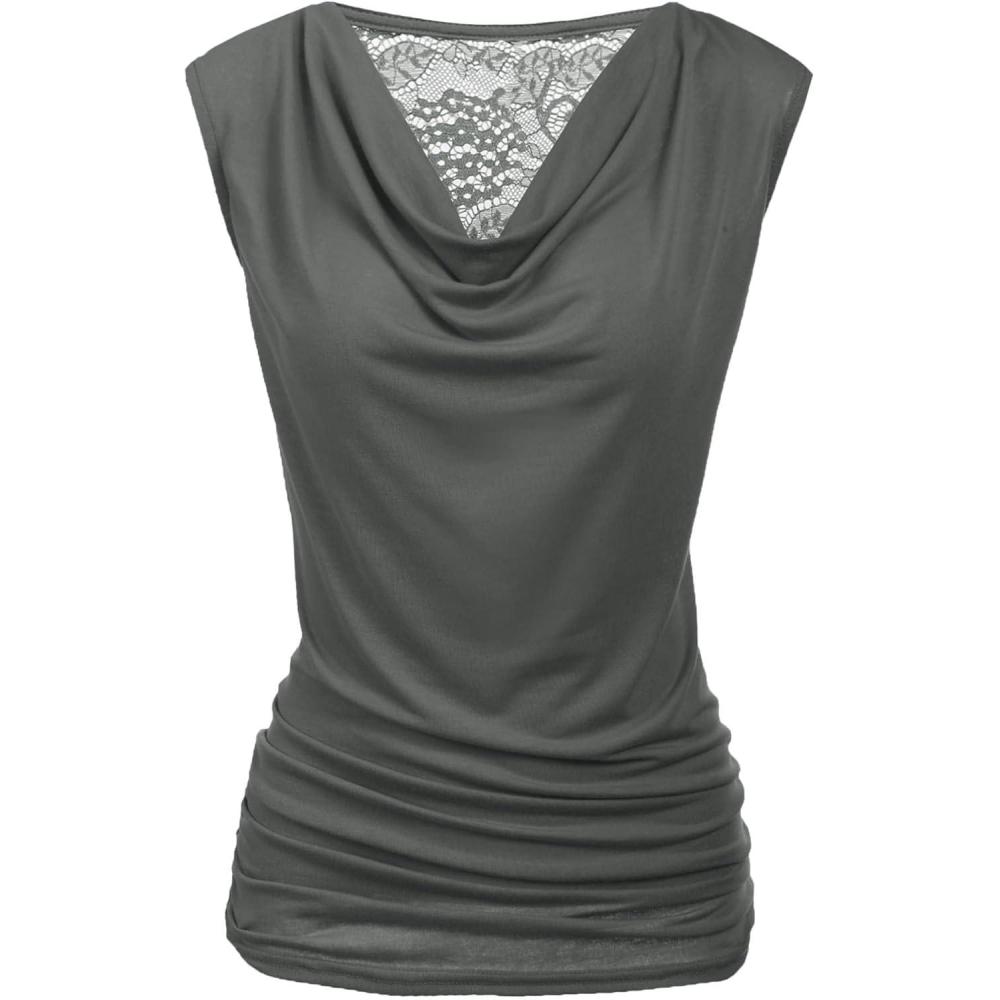 imageZeagoo Tank Top for Women Trendy Going Out Tops Sleeveless Shirts Ruched Business Casual Basic Tunic TopsGray