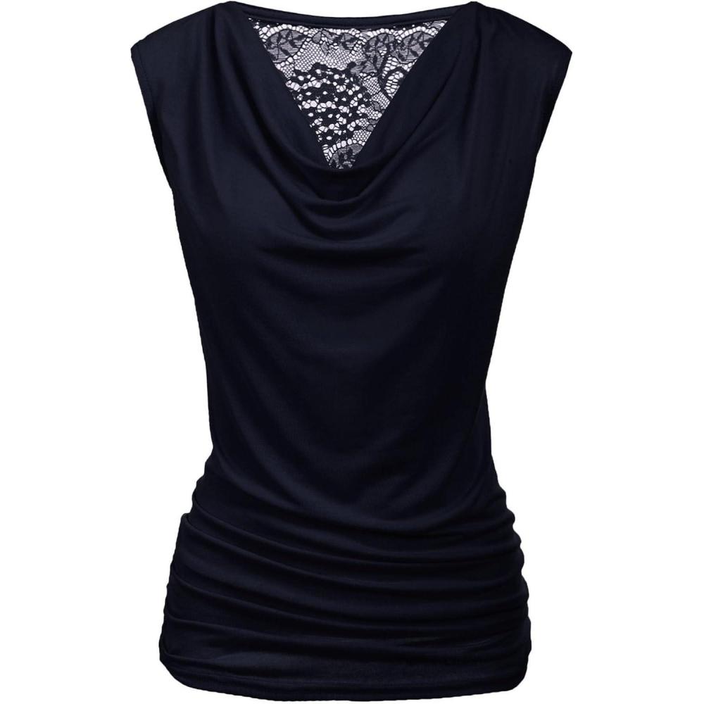 imageZeagoo Tank Top for Women Trendy Going Out Tops Sleeveless Shirts Ruched Business Casual Basic Tunic TopsNavy Blue