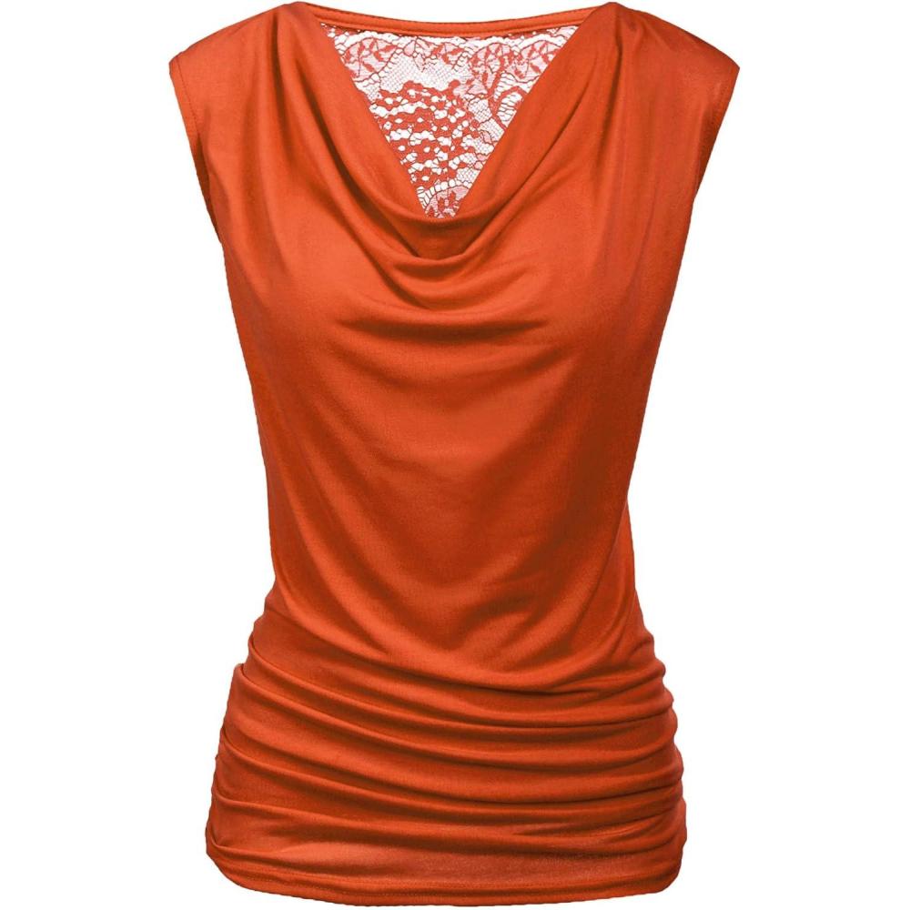 imageZeagoo Tank Top for Women Trendy Going Out Tops Sleeveless Shirts Ruched Business Casual Basic Tunic TopsOrange