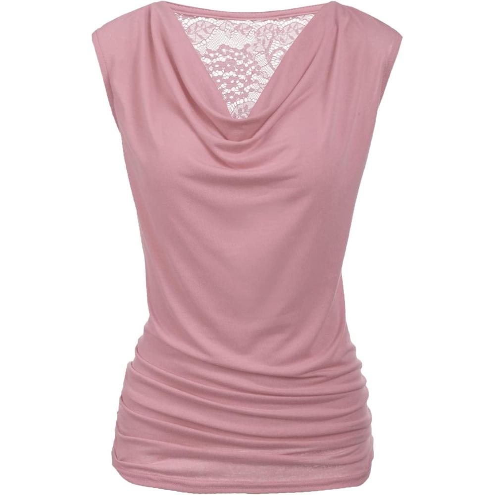 imageZeagoo Tank Top for Women Trendy Going Out Tops Sleeveless Shirts Ruched Business Casual Basic Tunic TopsPink Purple