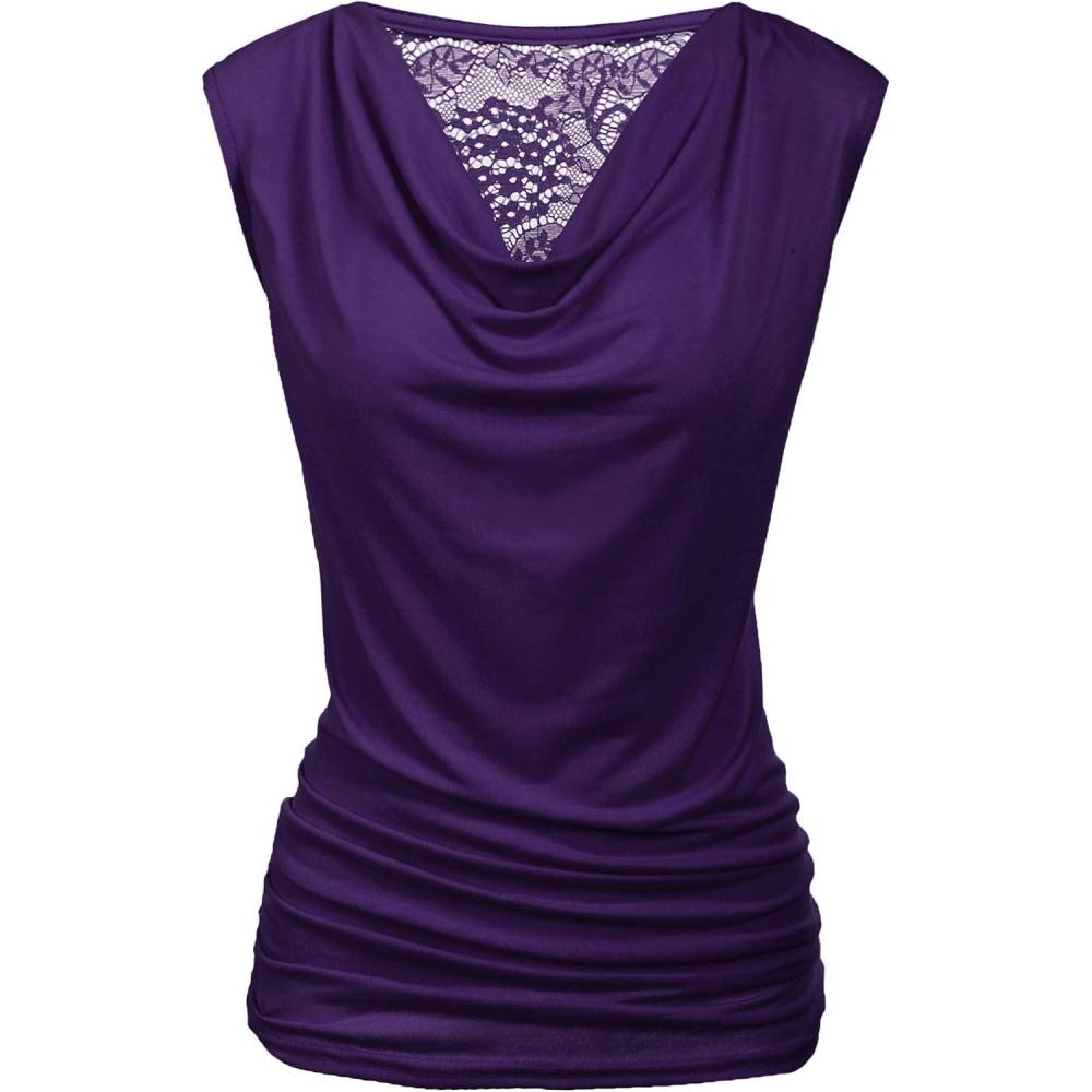 imageZeagoo Tank Top for Women Trendy Going Out Tops Sleeveless Shirts Ruched Business Casual Basic Tunic TopsPurple