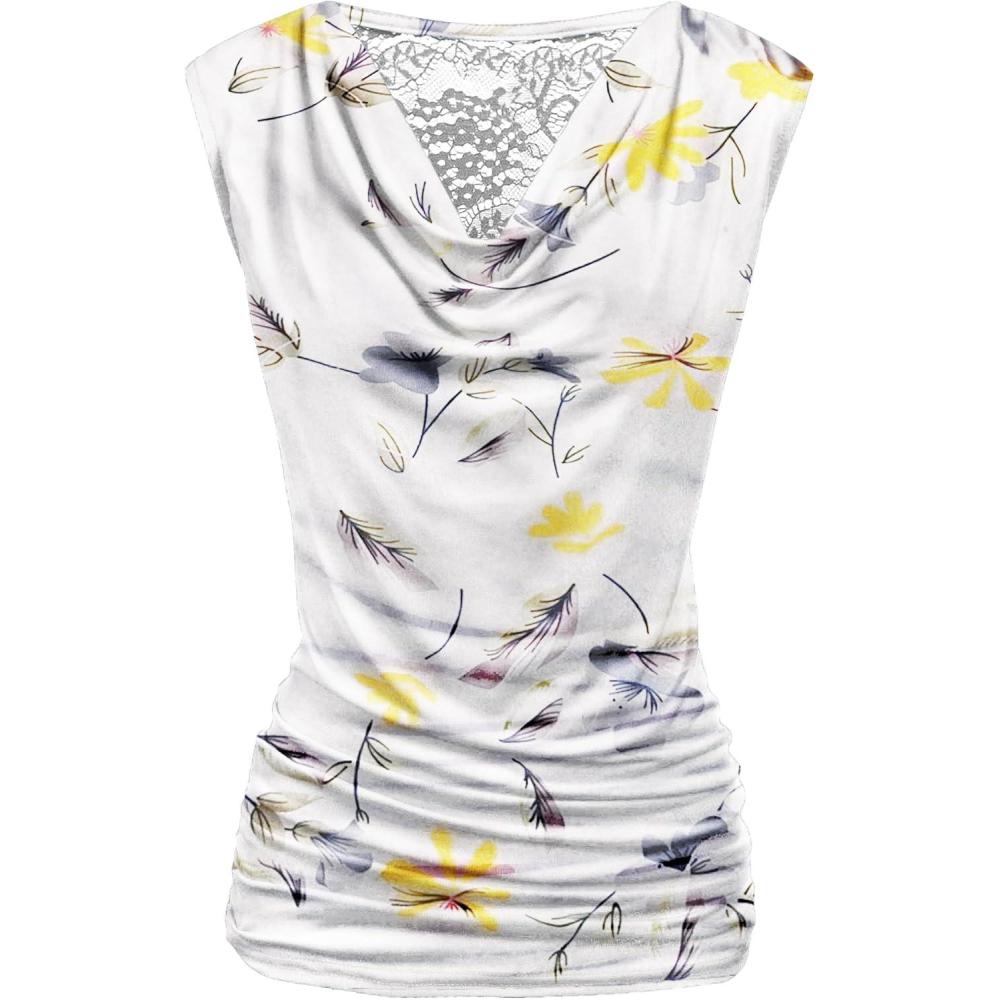 imageZeagoo Tank Top for Women Trendy Going Out Tops Sleeveless Shirts Ruched Business Casual Basic Tunic TopsWhite Floral