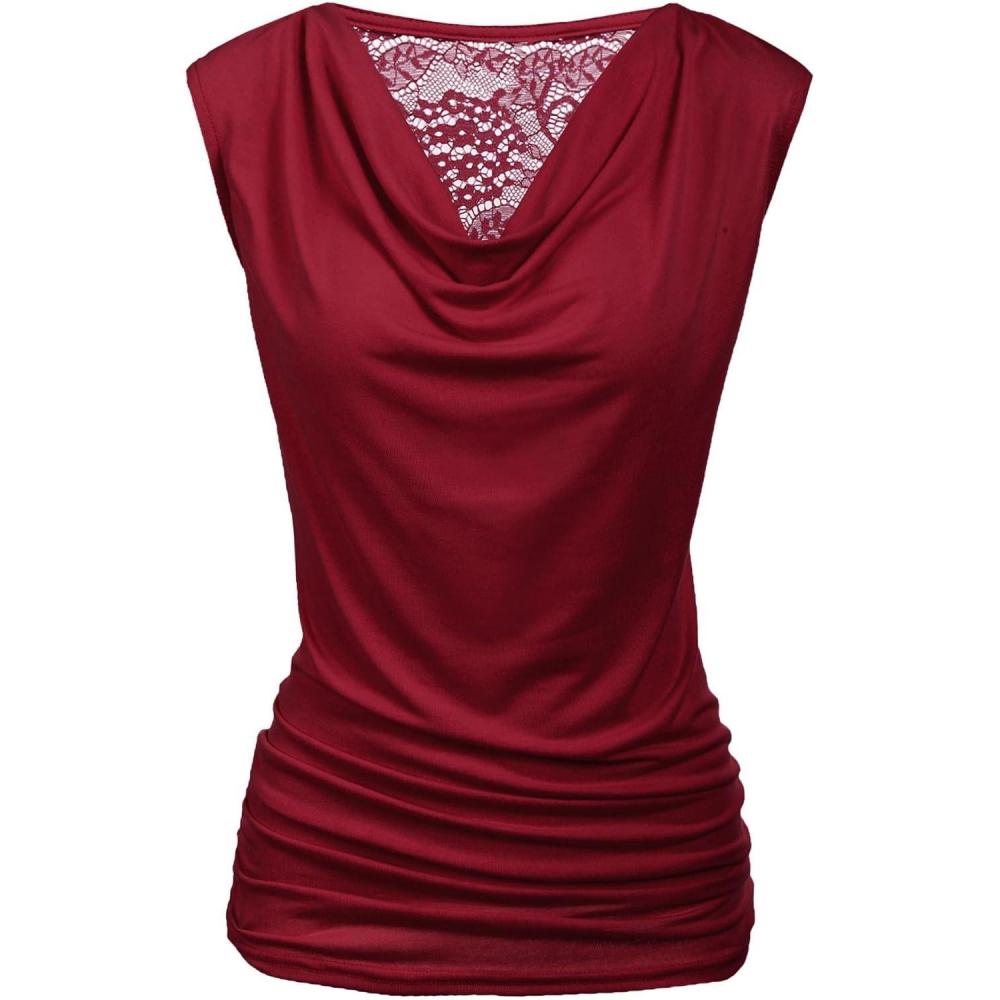 imageZeagoo Tank Top for Women Trendy Going Out Tops Sleeveless Shirts Ruched Business Casual Basic Tunic TopsWine Red