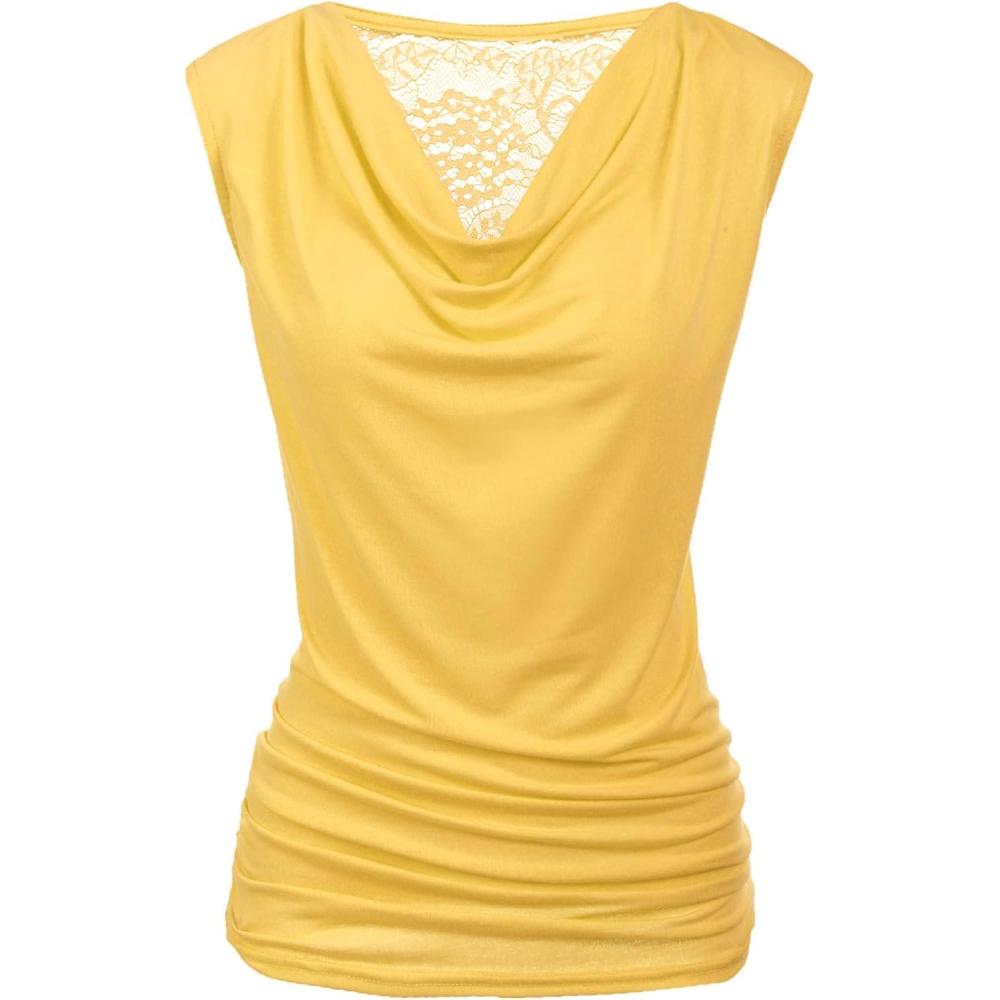 imageZeagoo Tank Top for Women Trendy Going Out Tops Sleeveless Shirts Ruched Business Casual Basic Tunic TopsYellow