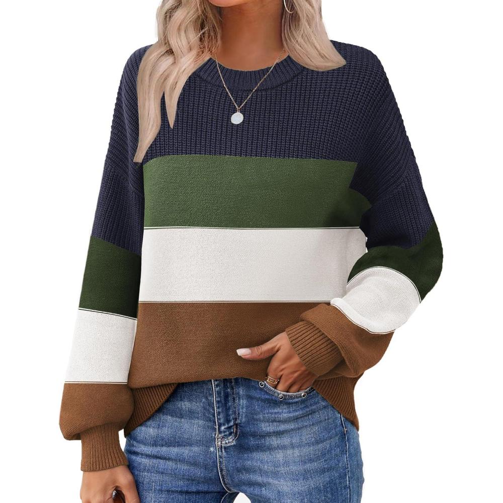 imageZeagoo Womens 2026 Fall Chunky Knit Sweater Oversized Crewneck Long Sleeve Winter Cotton Pullover Sweaters Jumper TopsTz250