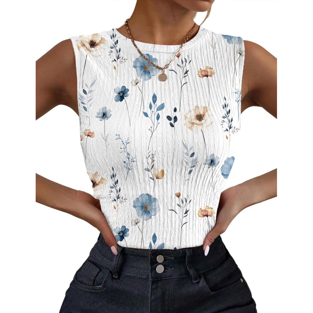 imageZeagoo Womens High Neck Tank Top 2026 Summer Casual Ribbed Knit Slim Fitted Basic Textured Sleeveless ShirtsBf112