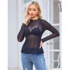 ZEAGOO Womens Mesh Long Sleeve Tops Mock Neck Going Out See Through Shirts Sexy Sheer Blouses Clubwear S-XXL(A-black)