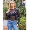 ZEAGOO Womens Mesh Long Sleeve Tops Mock Neck Going Out See Through Shirts Sexy Sheer Blouses Clubwear S-XXL(A-black)