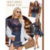 ZEAGOO Womens Mesh Long Sleeve Tops Mock Neck Going Out See Through Shirts Sexy Sheer Blouses Clubwear S-XXL(A-black)