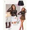 ZEAGOO Womens Mesh Long Sleeve Tops Mock Neck Going Out See Through Shirts Sexy Sheer Blouses Clubwear S-XXL(An59)