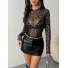ZEAGOO Womens Mesh Long Sleeve Tops Mock Neck Going Out See Through Shirts Sexy Sheer Blouses Clubwear S-XXL(Black Star)