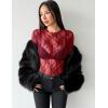 ZEAGOO Womens Mesh Long Sleeve Tops Mock Neck Going Out See Through Shirts Sexy Sheer Blouses Clubwear S-XXL(Lace Wine Red)